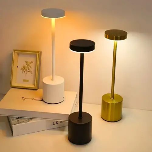 Luxury Metal Touch Table Lamp – Rechargeable LED Bedside Lamp