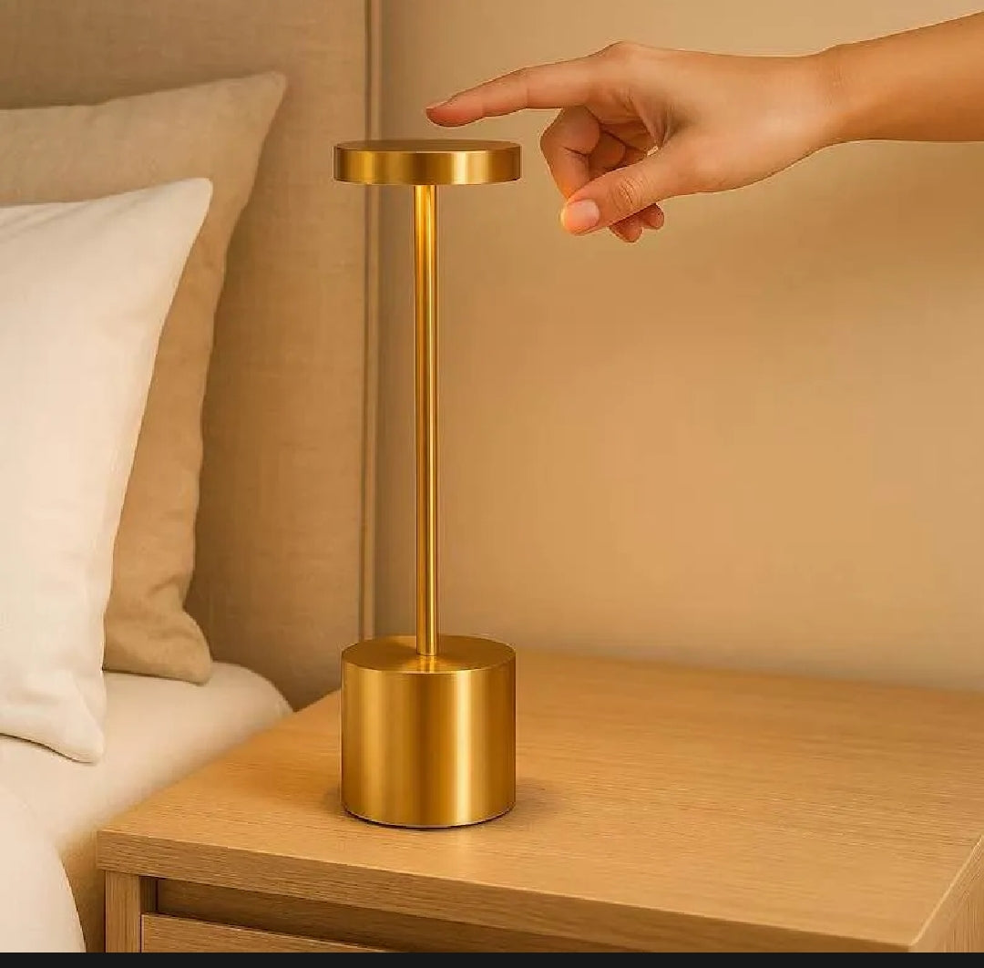 Luxury Metal Touch Table Lamp – Rechargeable LED Bedside Lamp