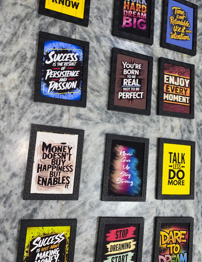 12 Pieces Motivational Quote Wall Frame Set – Premium Collection