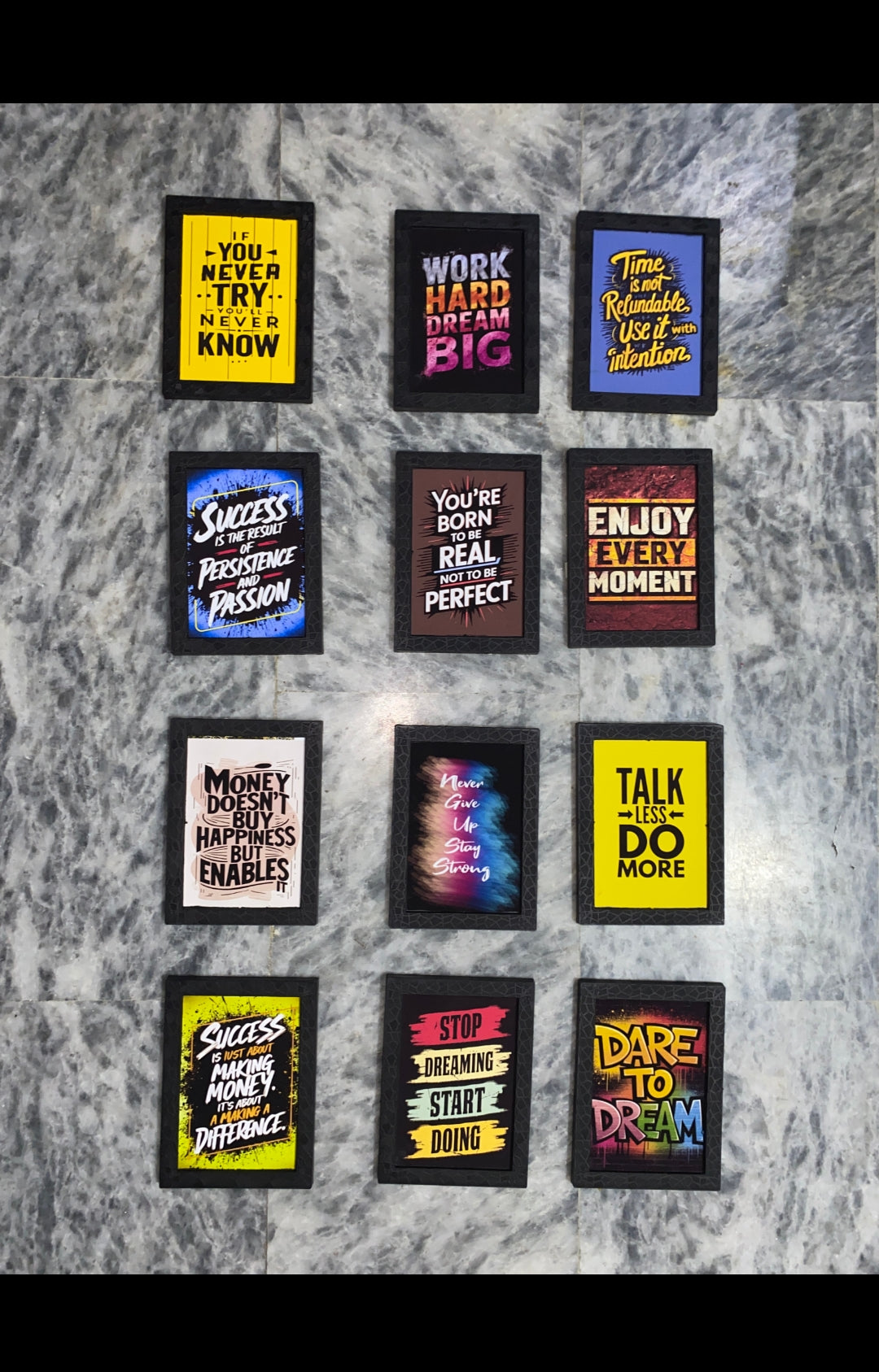 12 Pieces Motivational Quote Wall Frame Set – Premium Collection