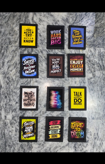 12 Pieces Motivational Quote Wall Frame Set – Premium Collection