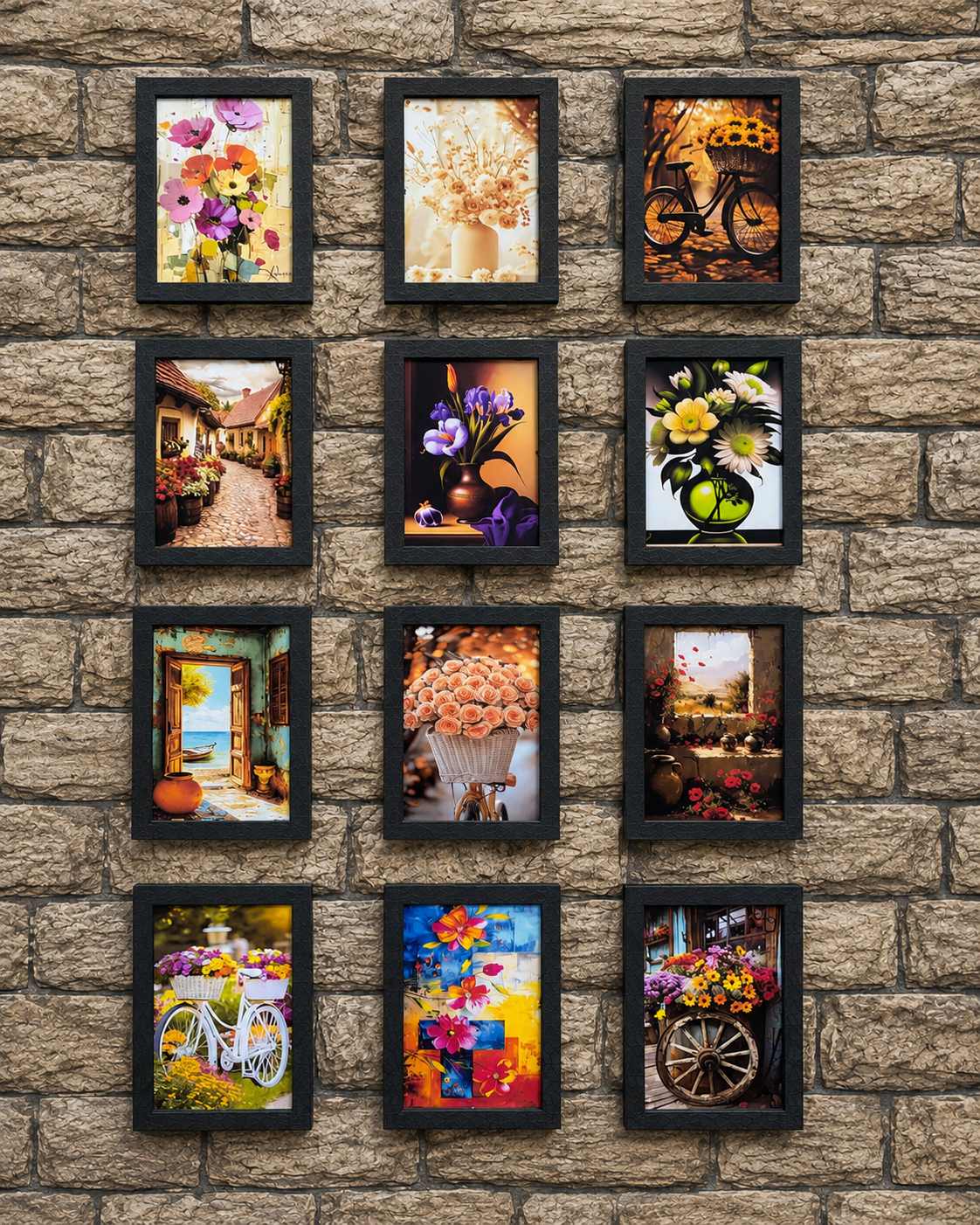12 Pieces Flower Wall Art Frame Set – Premium Flower Collection
