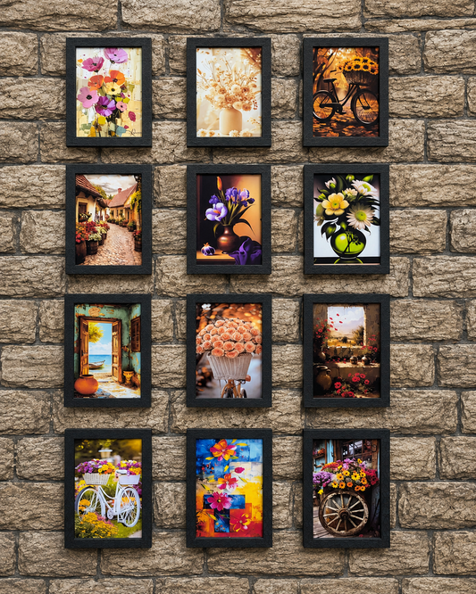 12 Pieces Flower Wall Art Frame Set – Premium Flower Collection
