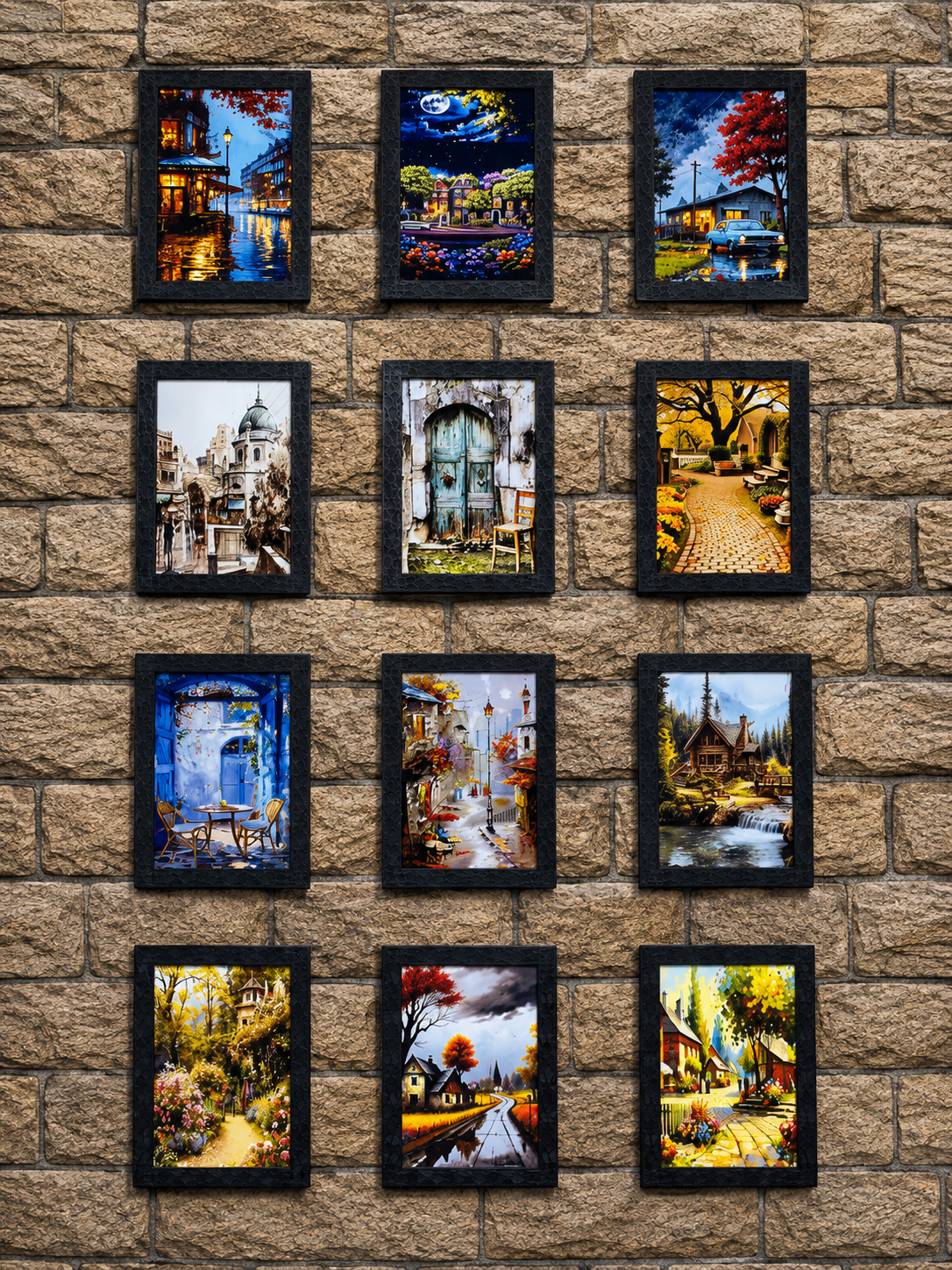 Luxury 12 Pcs Nature & Scenery Wall Frames | Modern Home Decor