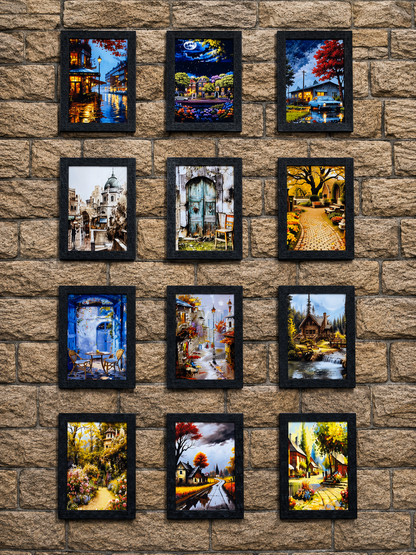 Luxury 12 Pcs Nature & Scenery Wall Frames | Modern Home Decor