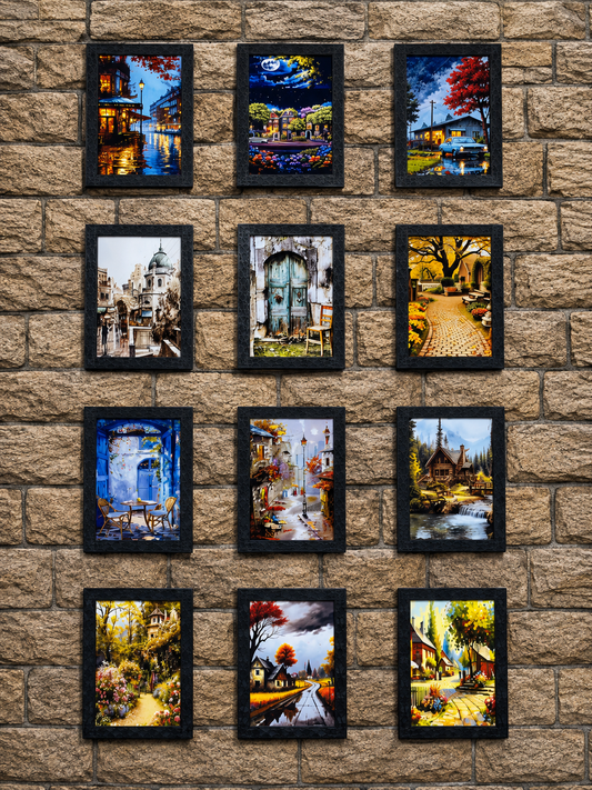 Luxury 12 Pcs Nature & Scenery Wall Frames | Modern Home Decor
