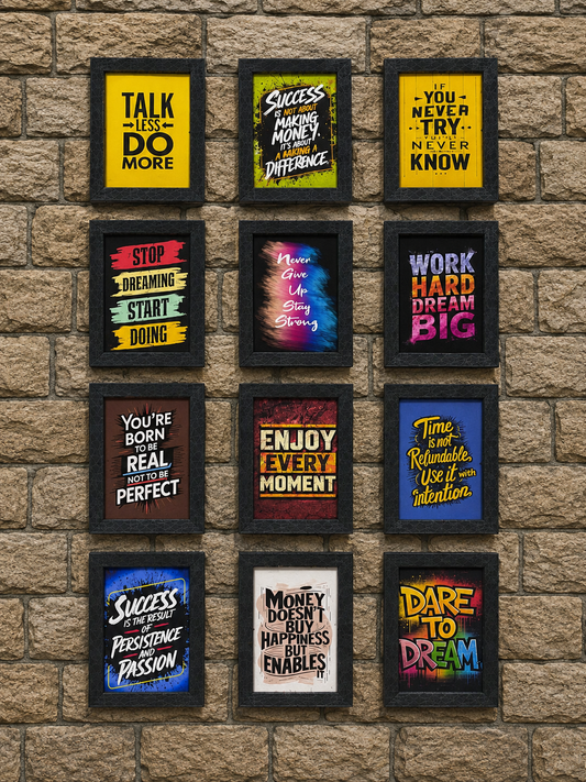 12 Pieces Motivational Quote Wall Frame Set – Premium Collection